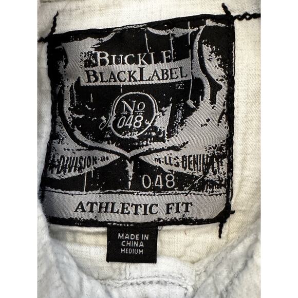 Buckle Black Label No 48 gray Athletic Fit snap button up Sz L Moto Biker - Picture 8 of 9